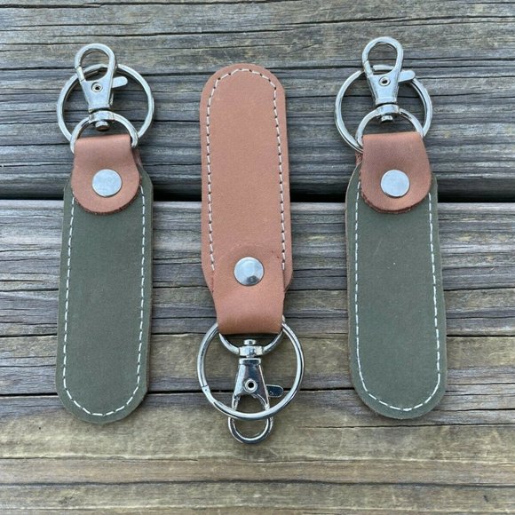 Lot of 3 Key Chain Handmade Keys Holder Genuine Leather Key Rings Dual Color - Picture 2 of 9